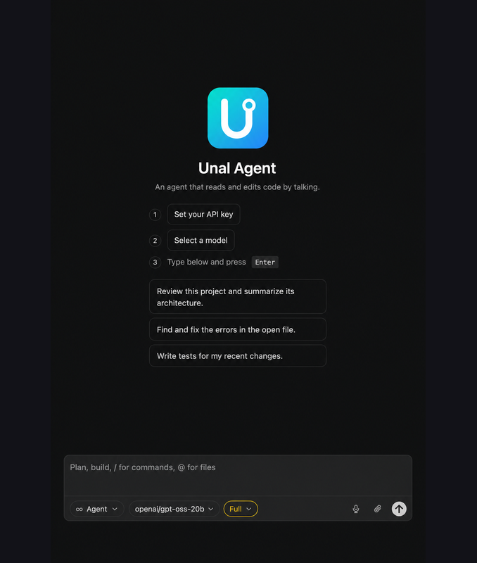 Unal Agent chat panel
