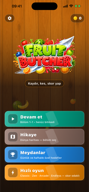Fruit Butcher ana menü